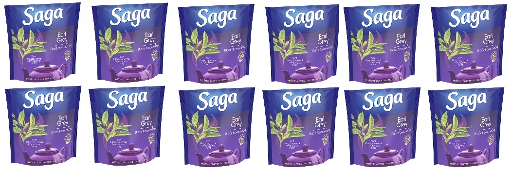 12x 75tb Saga Herbata czarna Earl Grey w torebkach Karton