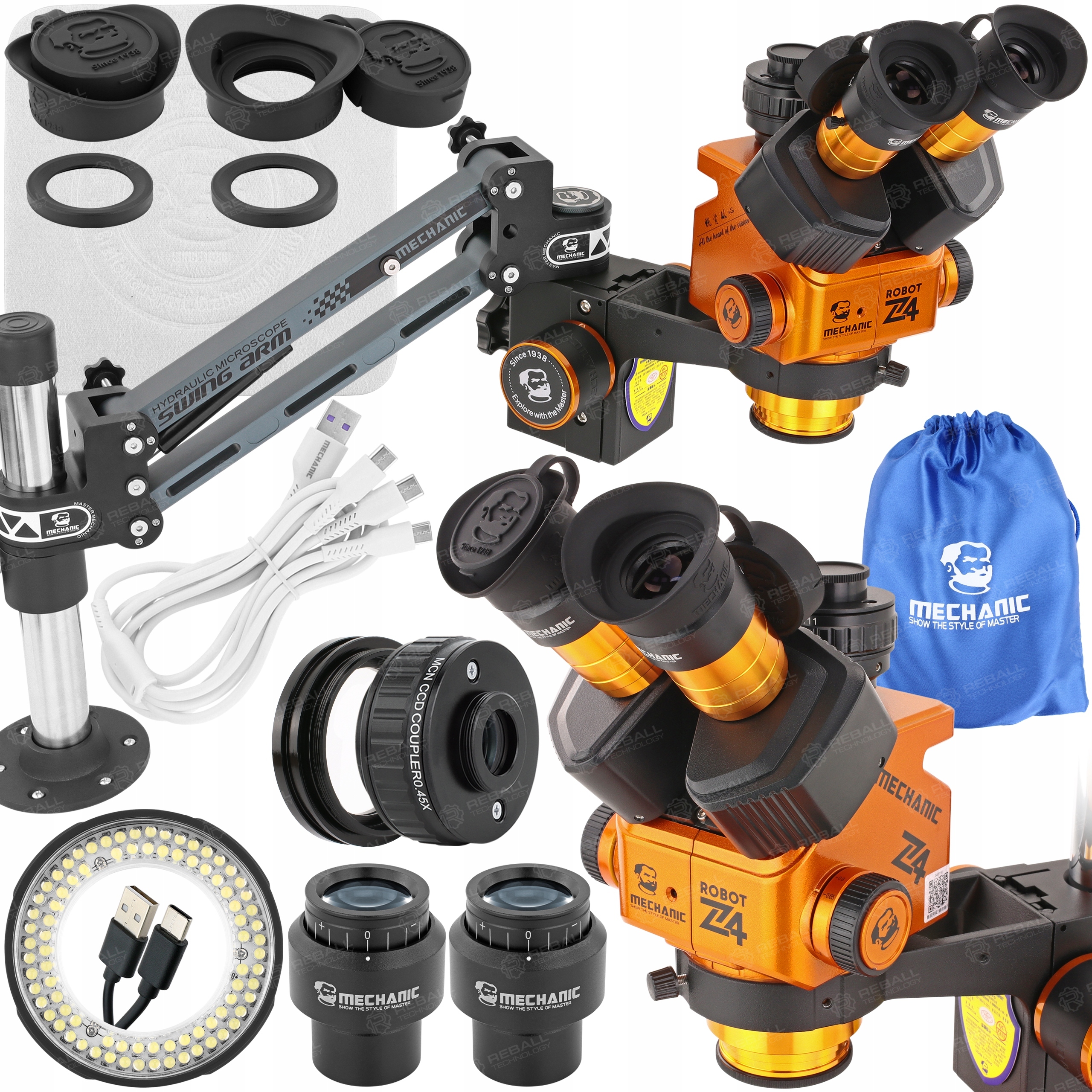Stereoskopický Mikroskop Mechanic Robotics Z4 6.5-60x 84xLED Ramie DVS-1