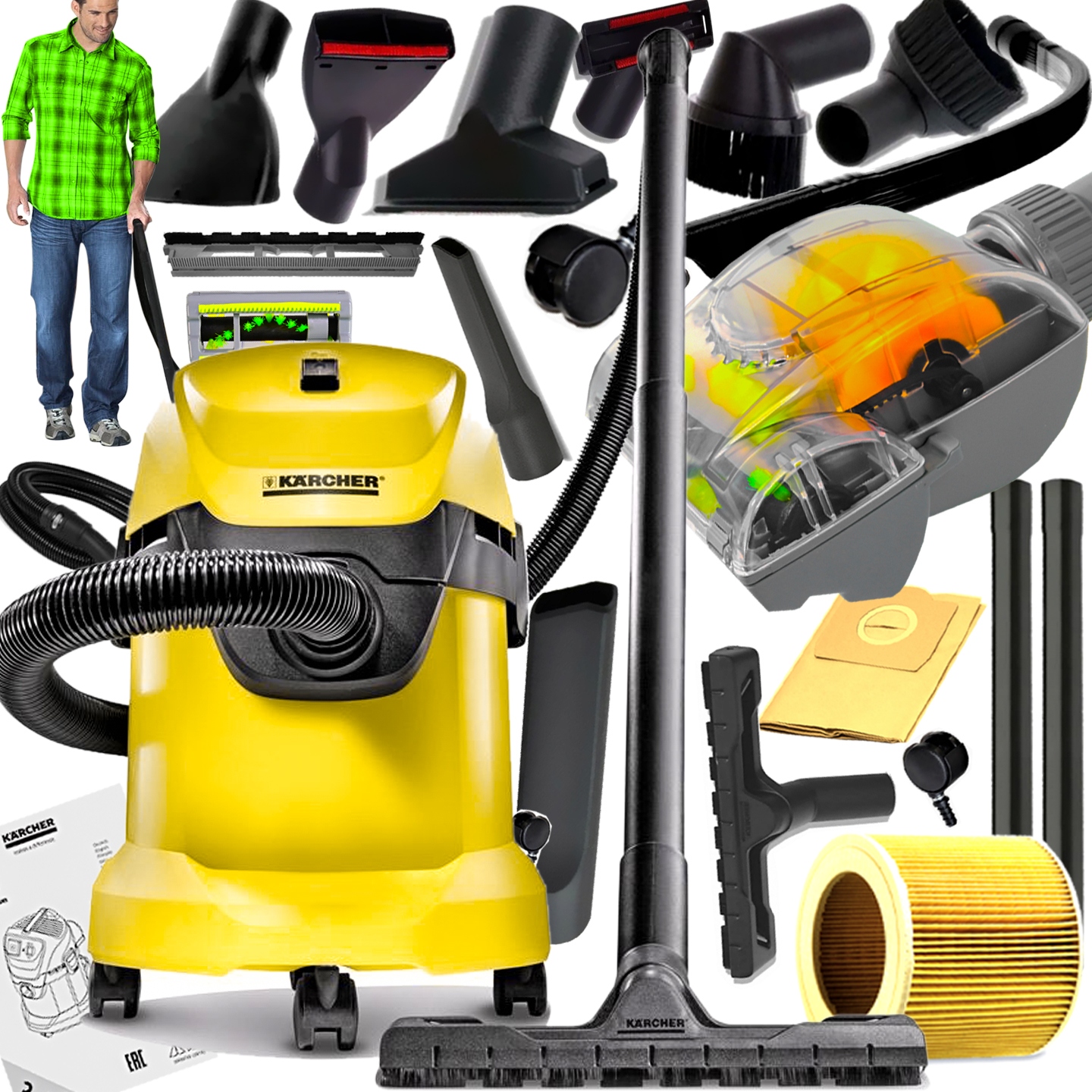 

Mocny Odkurzacz Przemysłowy Karcher WD3 Turbo XXXL