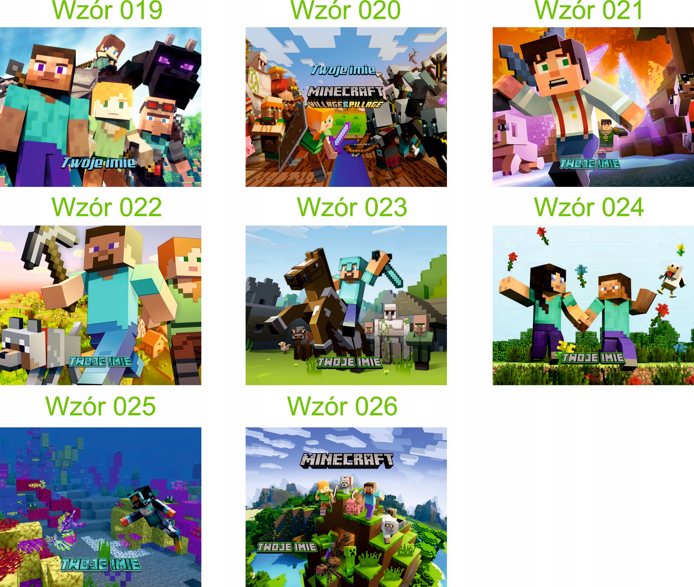 Personalizované Puzzle Minecraft s libovolným textem 192 dílků – různé vzory Věk dítěte od 6 let