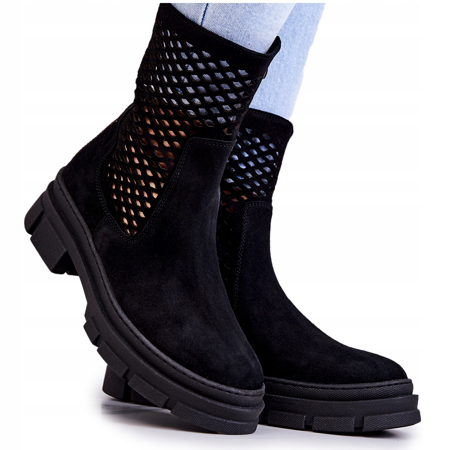 Skórzane Botki Workery Nicole Czarne 2711 r.37