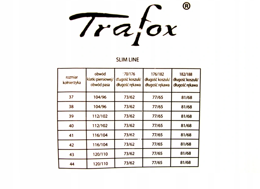 KOSZULA MĘSKA WIZYTOWA BIAŁA TRAFOX NA SPINKE 43 182/188 SLIM Rozmiar kołnierzyka 43