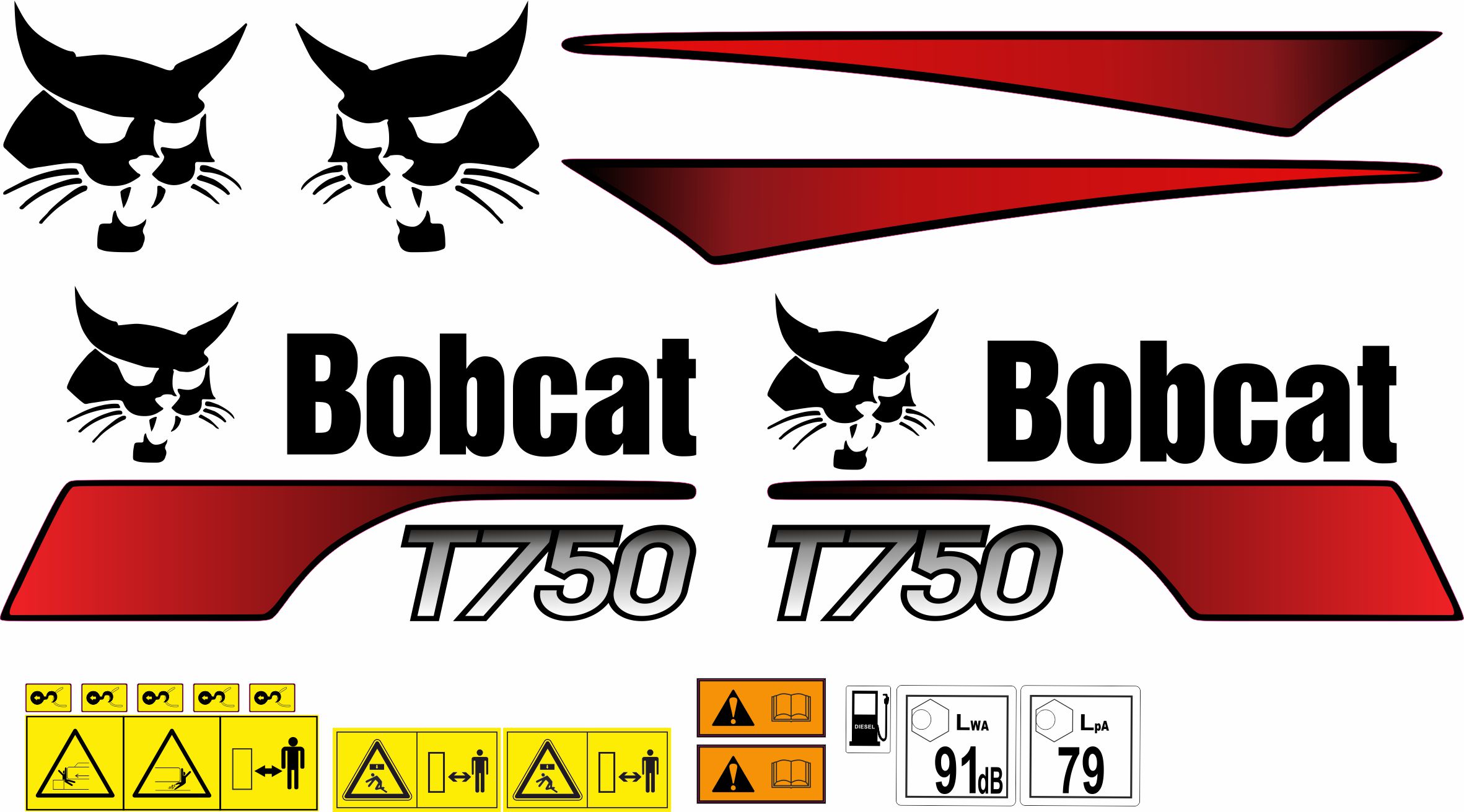 Samolepky Bobcat T750 Mininabíječka Laminovaná Nabíječka