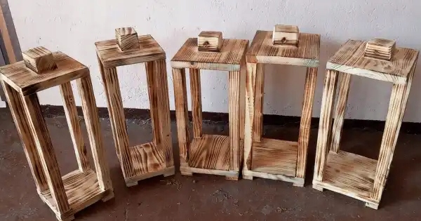 OKAZJA LAMPION DREWNIANY OPALANY RÓŻNE WYMIARY OSTATNIE 4 SZT OZDOBA DREWNO