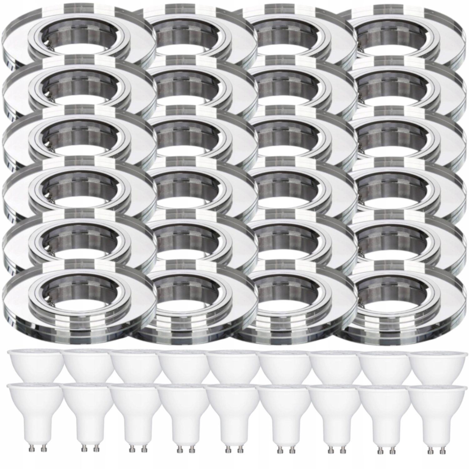 24x Stała Lampka Sufitowa Oprawka Halogenowa Szkło +żarówki Led 10W