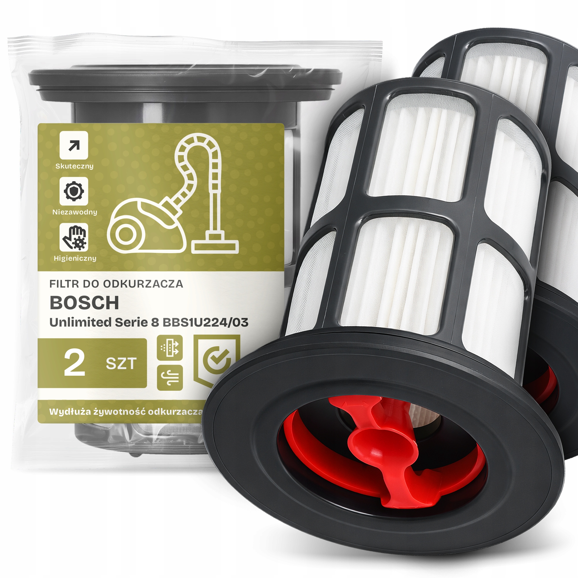 2x Filtr Do Vysavače Bosch Unlimited Serie 8 BBS1U224/03 Hepa Filtry Em-w