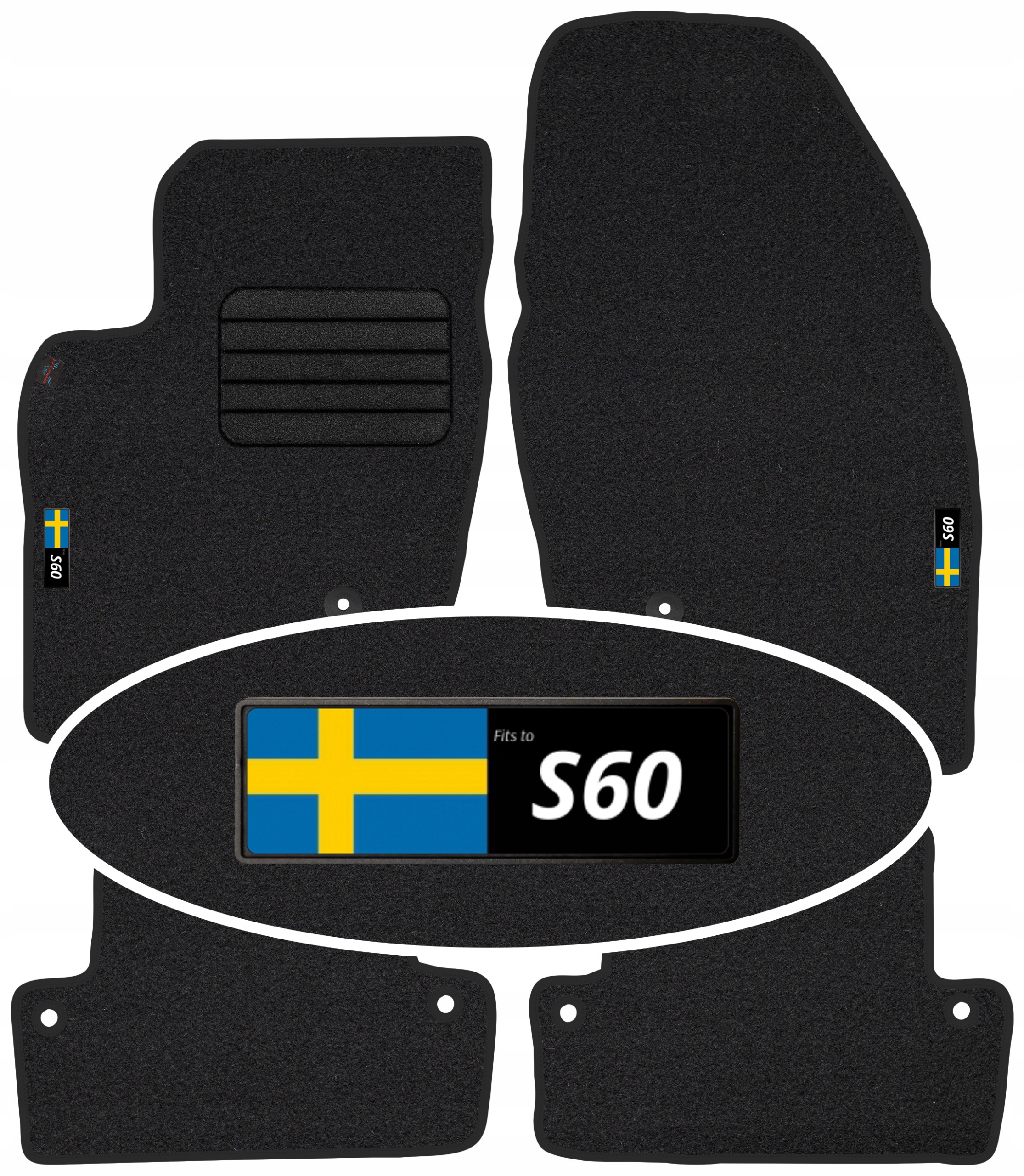 Volvo S60 I 2000-2010 Velurové koberce do auta Emblemat