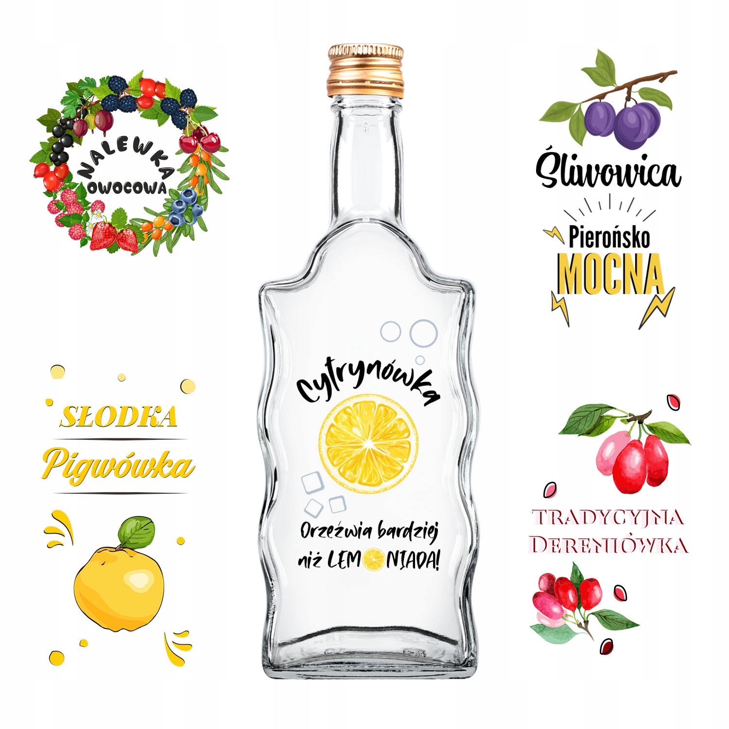 

5x Butelka Fala 500 ml Nadruk Cytrynówka Wiśniówka