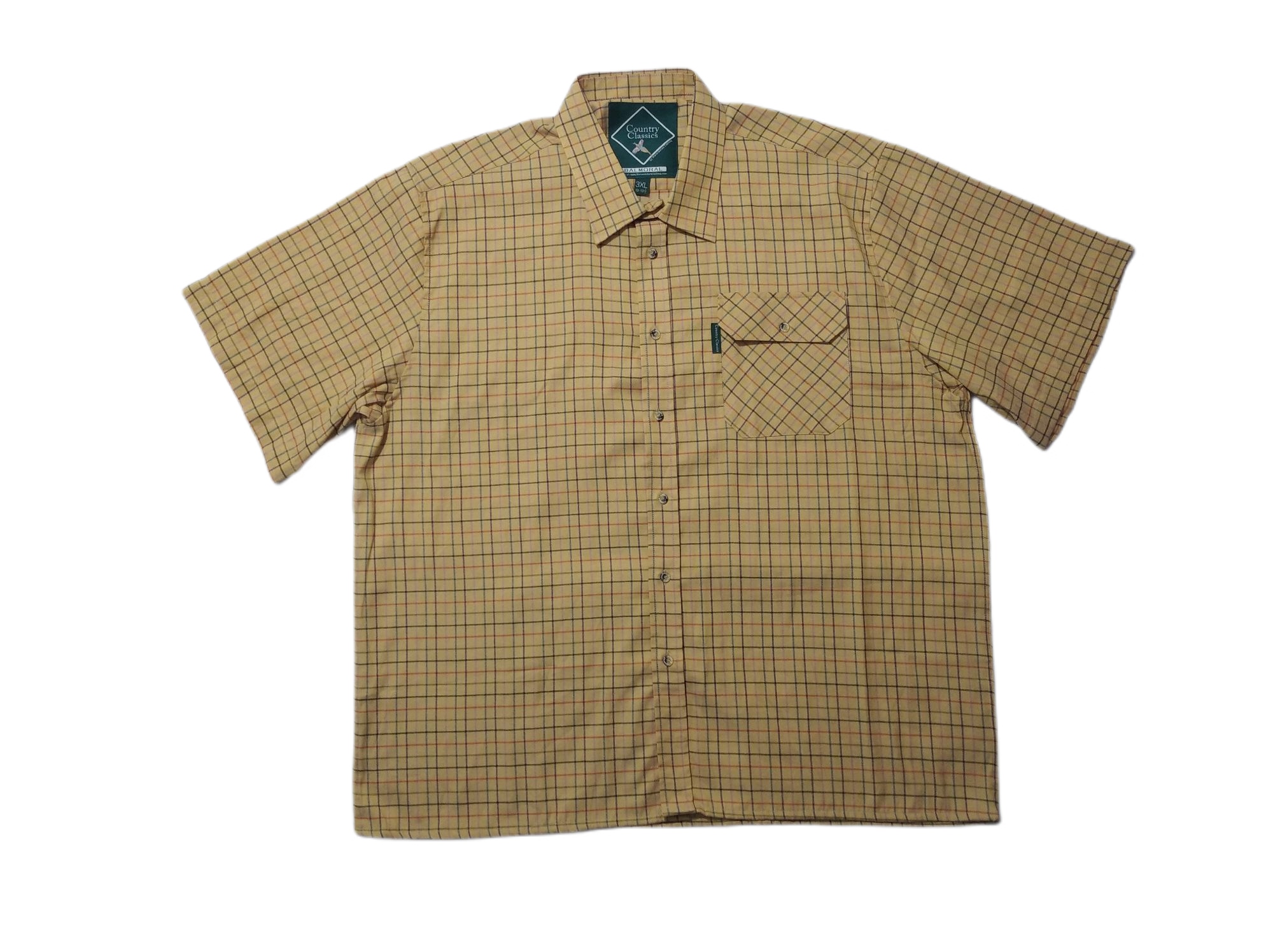 Męska koszula casual w kratkę miodowa 3XL