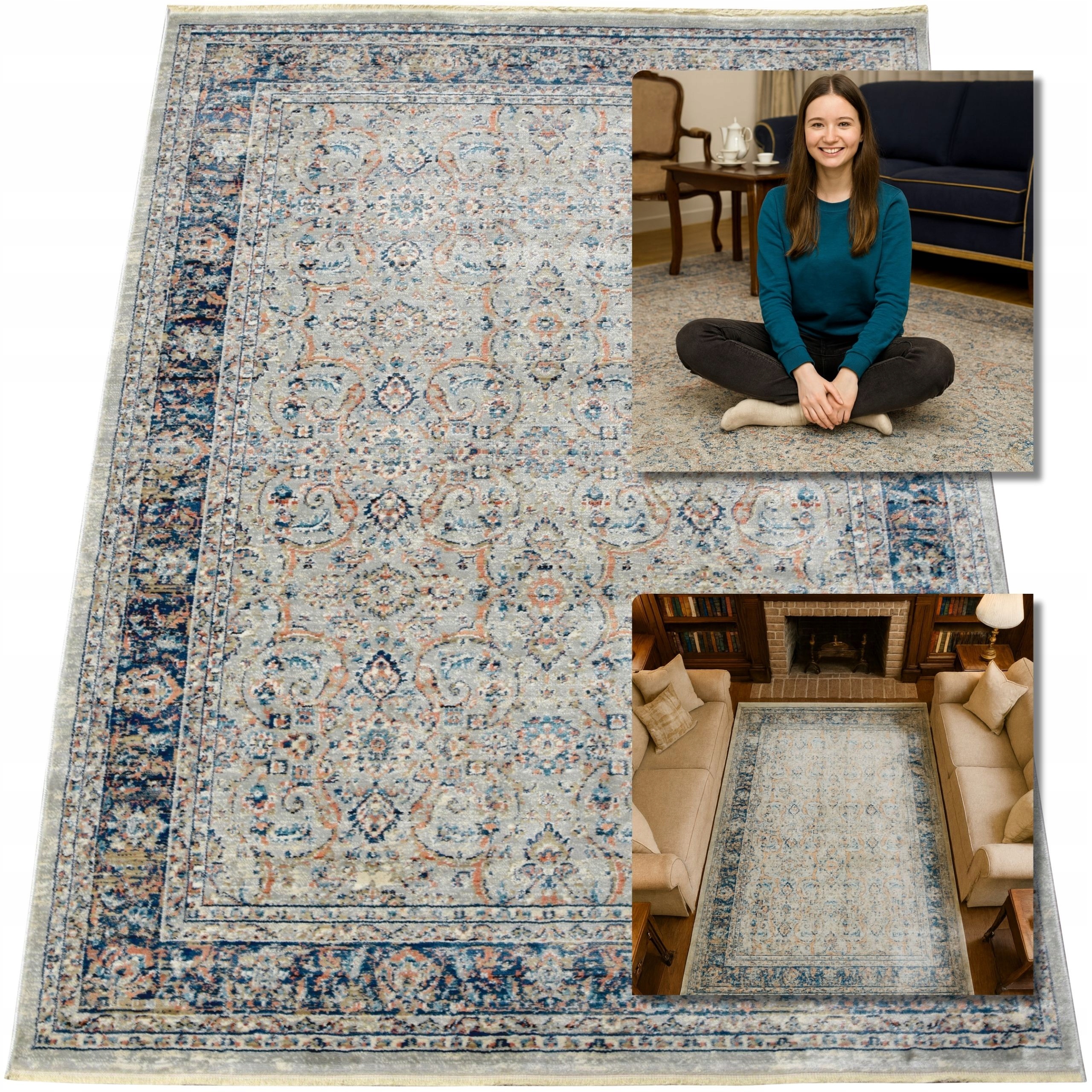 Koberec Klasický Vintage Šedý San Sebastian Koberce Do Obývacího Pokoje Glamour 160x244