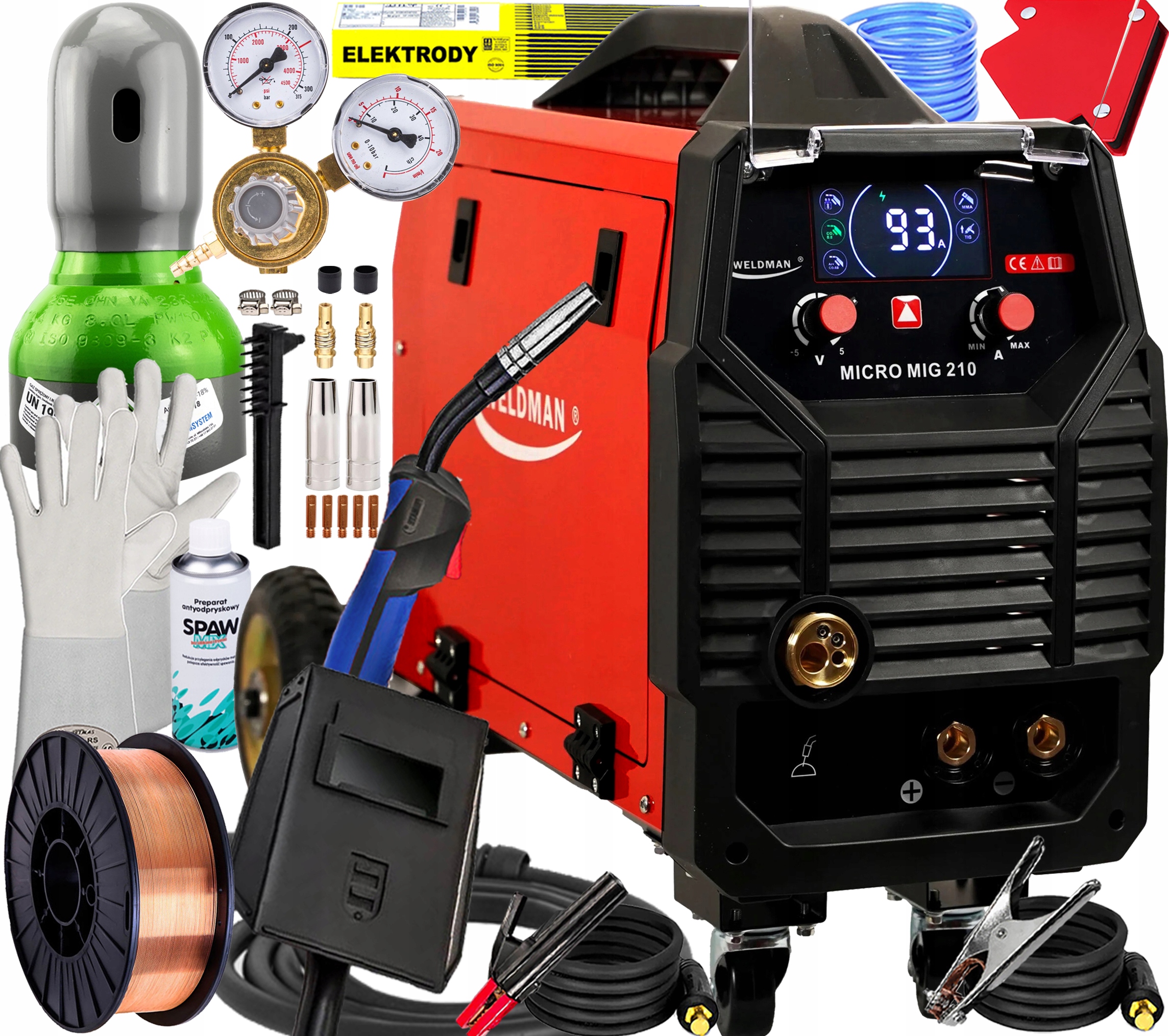 Spawarka Inwertorowa Migomat Półautomat Weldman Micro Mig 210 Syn 230V 200A
