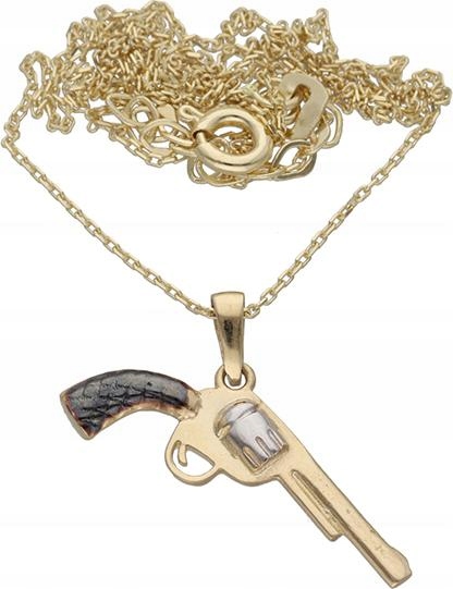 Zlatý náhrdelník 585 pistole revolver 2,32g dámský módní vzor 14k dárek