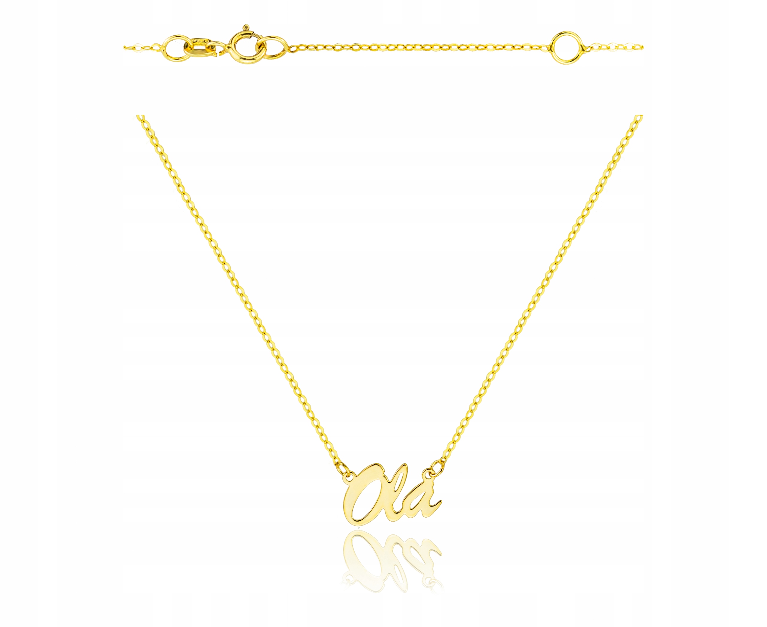 Zlatý náhrdelník 585 s jménem Ola Gravírování