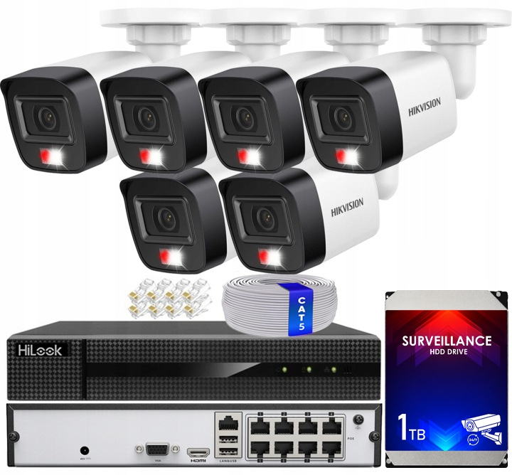 Monitorovanie 6 Ip kamera 4MPx Hikvision Externý PoE rekordér 8 kanálov
