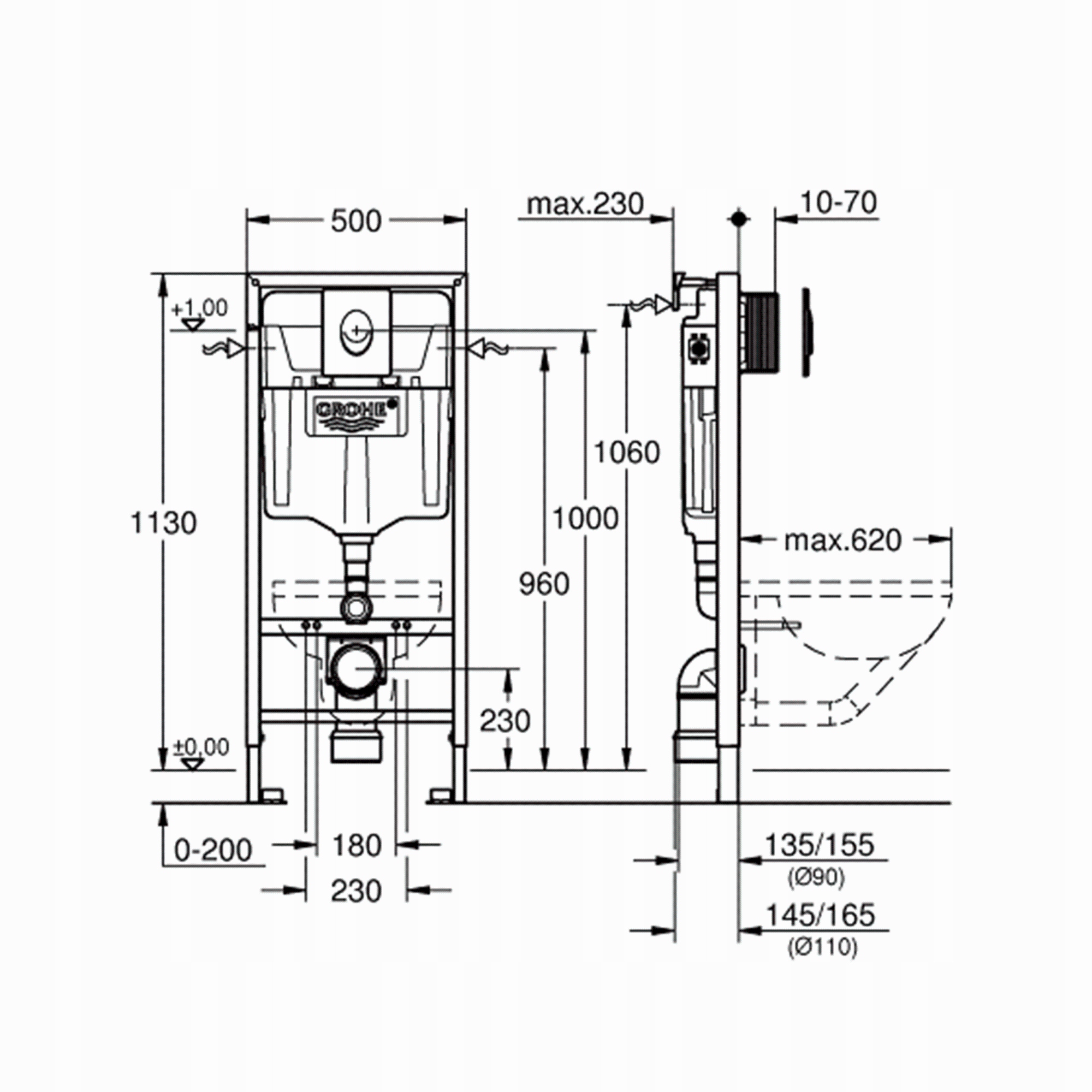 Zestaw WC Stelaż Grohe Solido+ Miska WC bezkołnierza PRAIA +przycisk +mata Kod producenta 733222