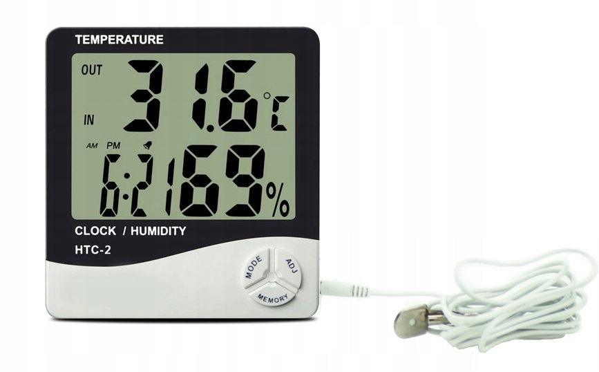 STACJA POGODOWA TERMOMETR BUDZIK HIGROMETR ZEGAR Marka Inna