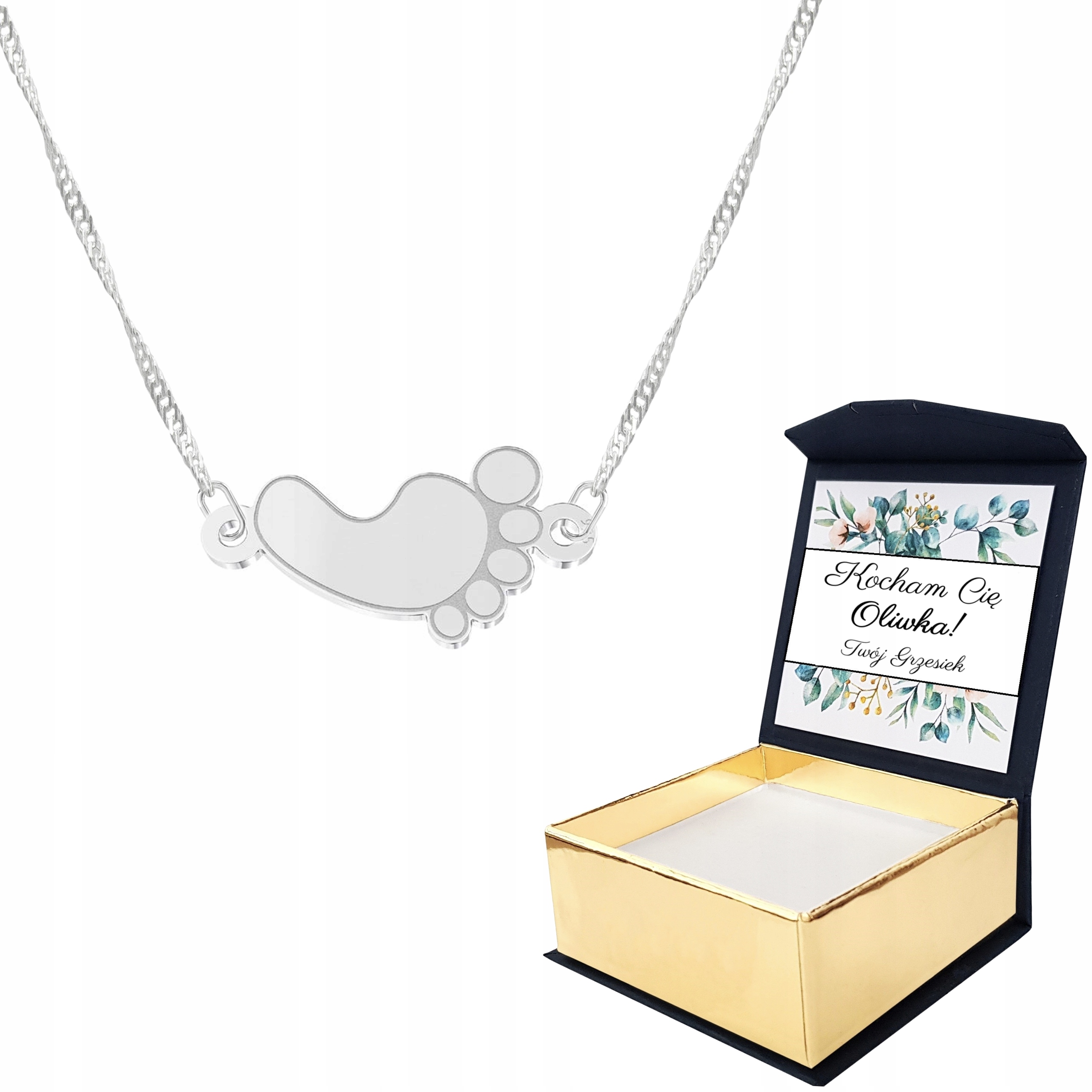 Stříbrný náhrdelník Otisk dětské nožičky Vlastní Potisk