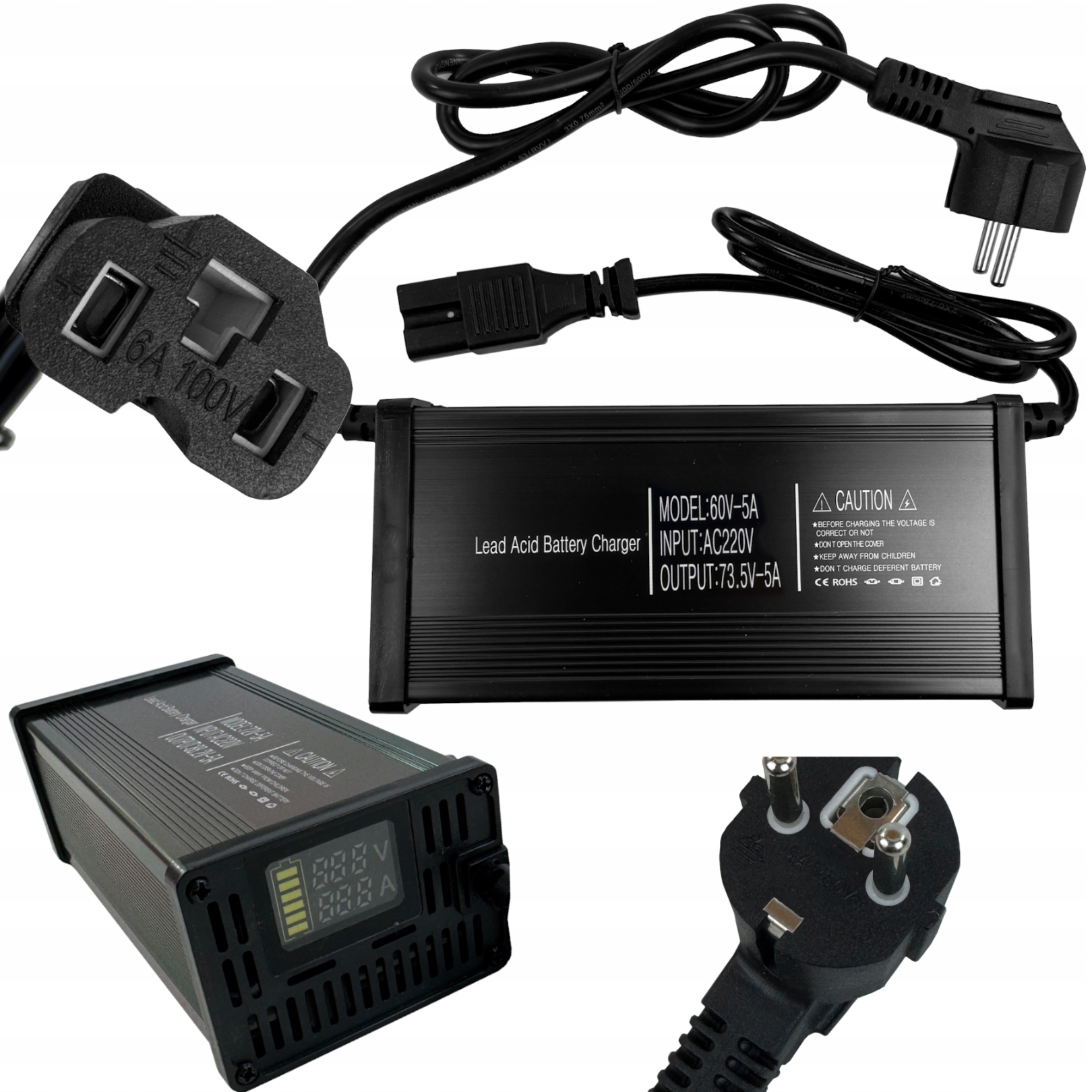 Ładowarka akumulatorów Agm 60V/5A kwasowych kwasowo-ołowiowych LCD Rohs Ce