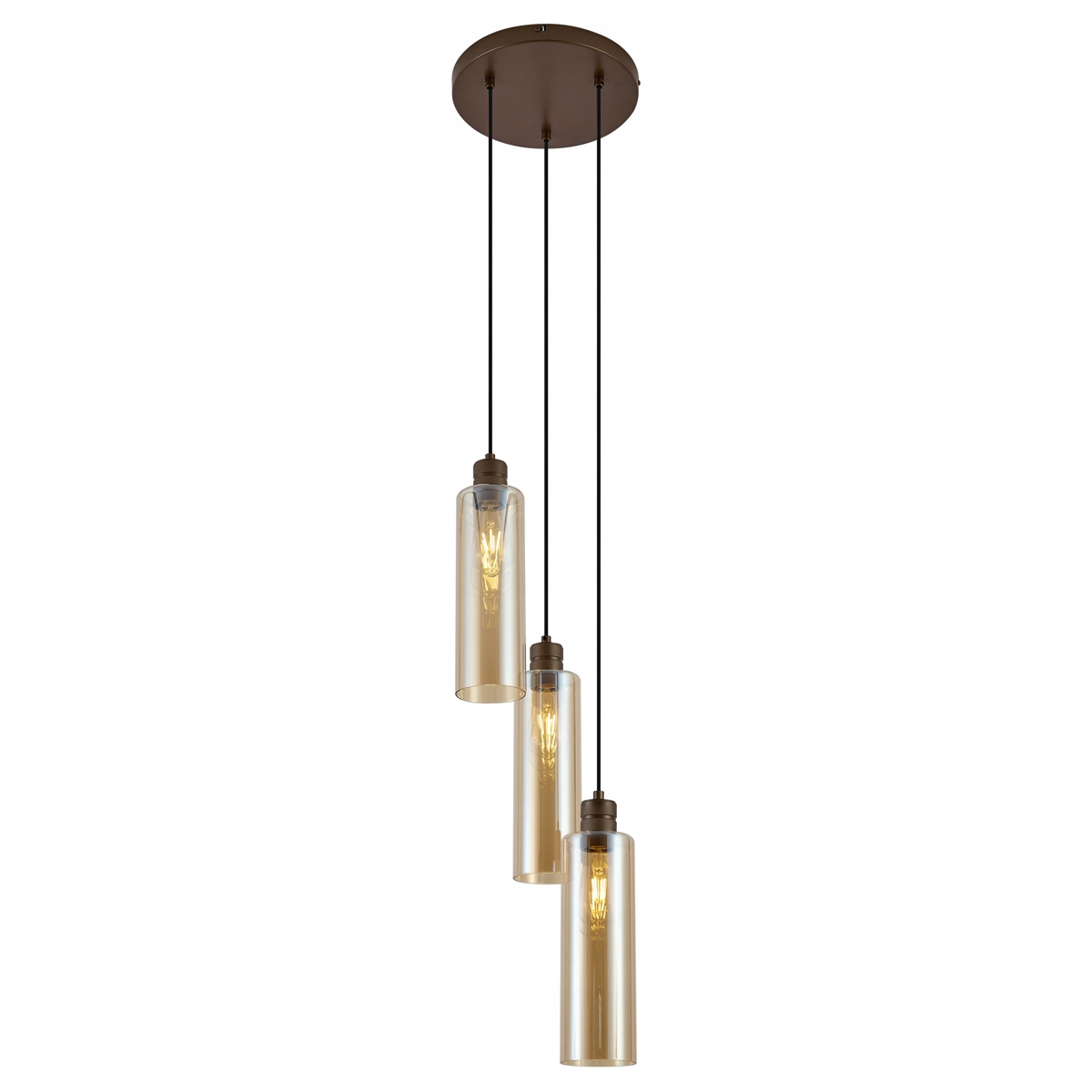 Lampa wisząca w stylu Hotel Chic ciemny brąz z bursztynowym szkłem