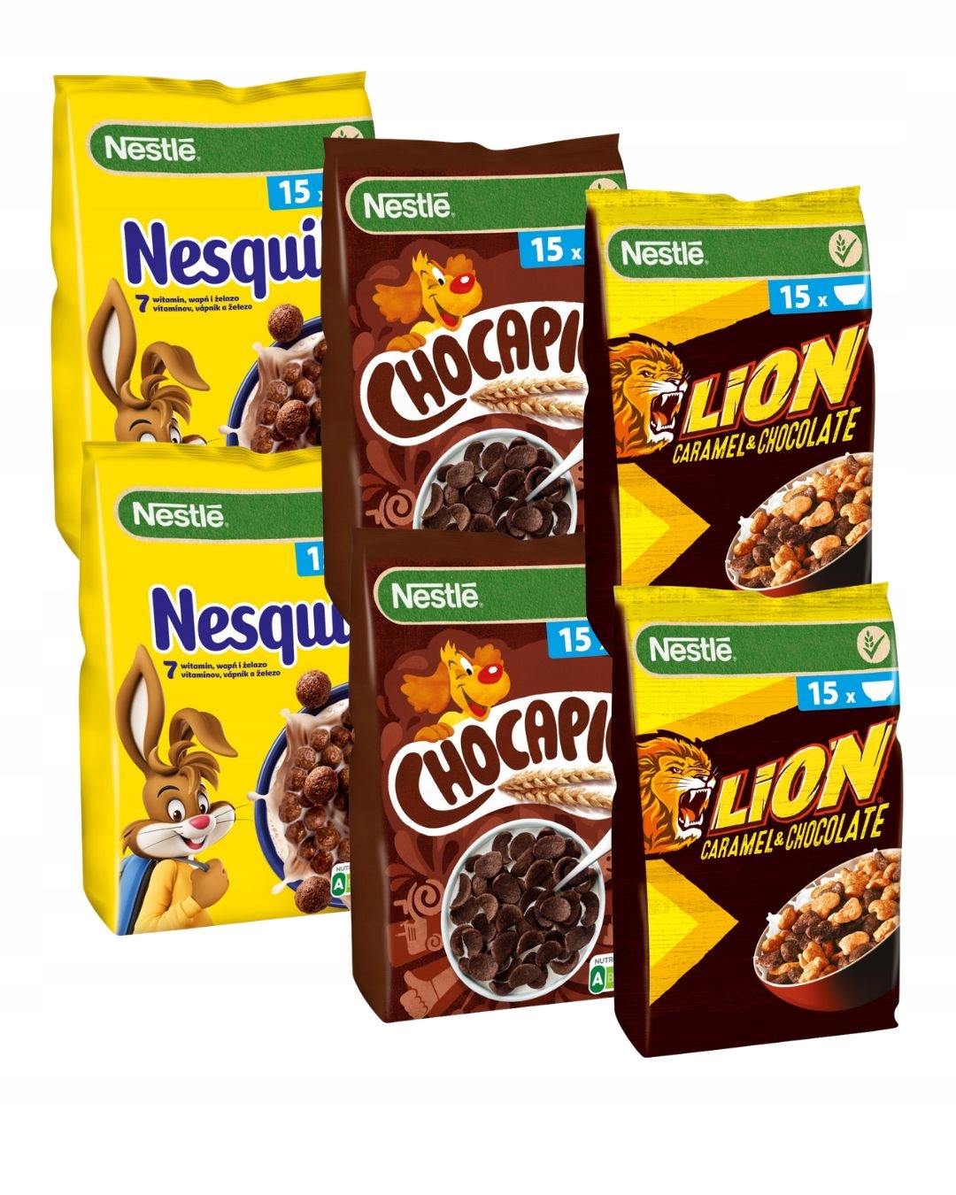 Nestle Płatki śniadaniowe czekoladowe MIX 6x 450g