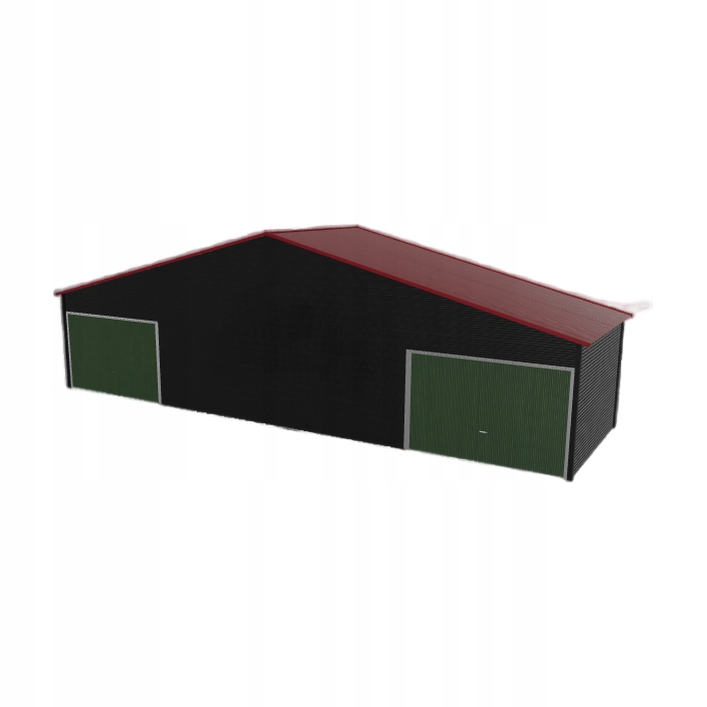 Plechová garáž 12x3.5 m dvoupolohová, dvoupolohová, černá