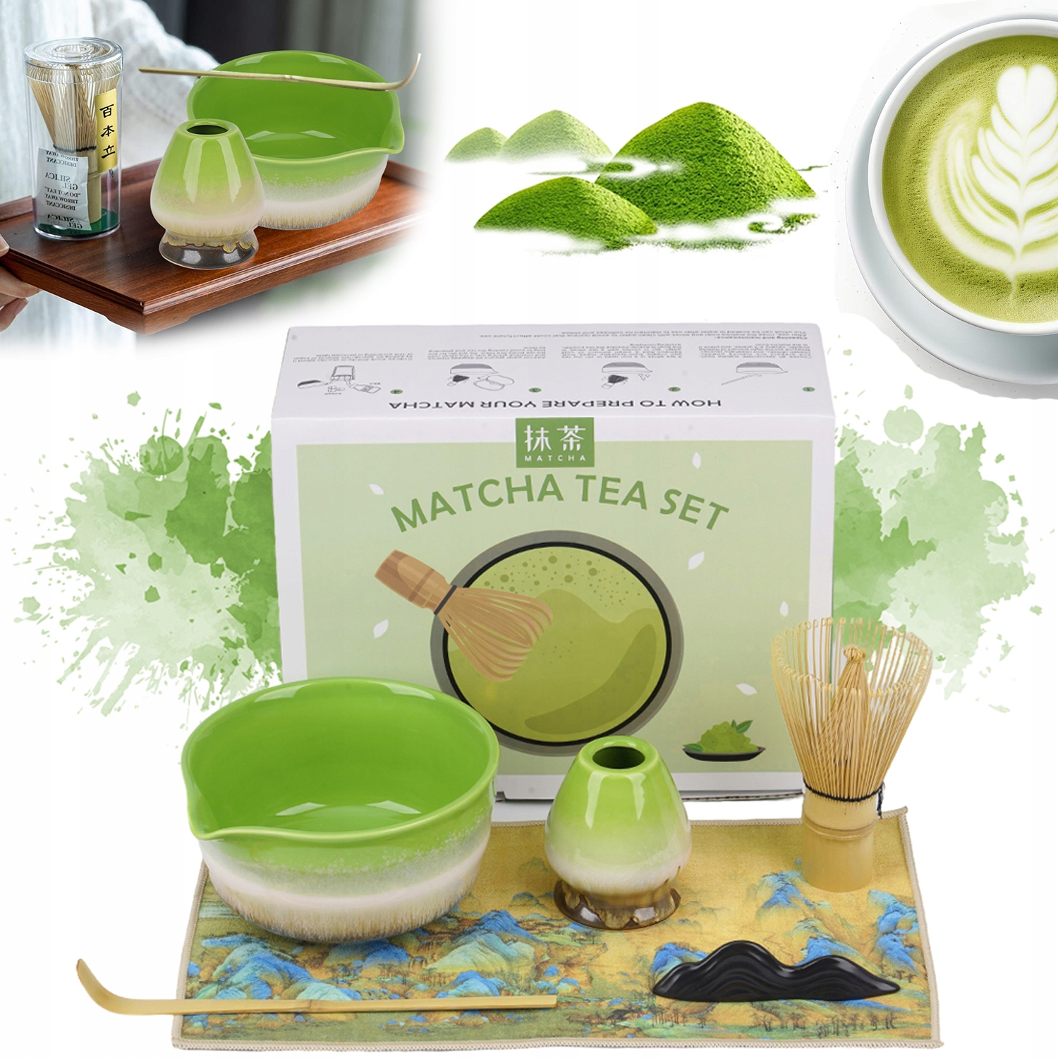 Zestaw Matcha Ceramiczny, Ceramika i Bambus, dla Koneserów Herbaty