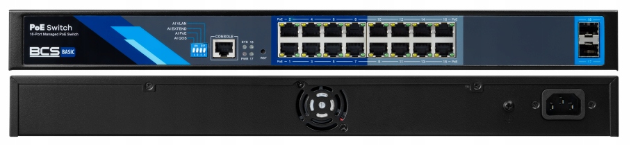 BCS-B-SP16G-2SFP-M Switch Zarządzalny 16 Portów Poe 2xSFP Gigabit 150W Vlan