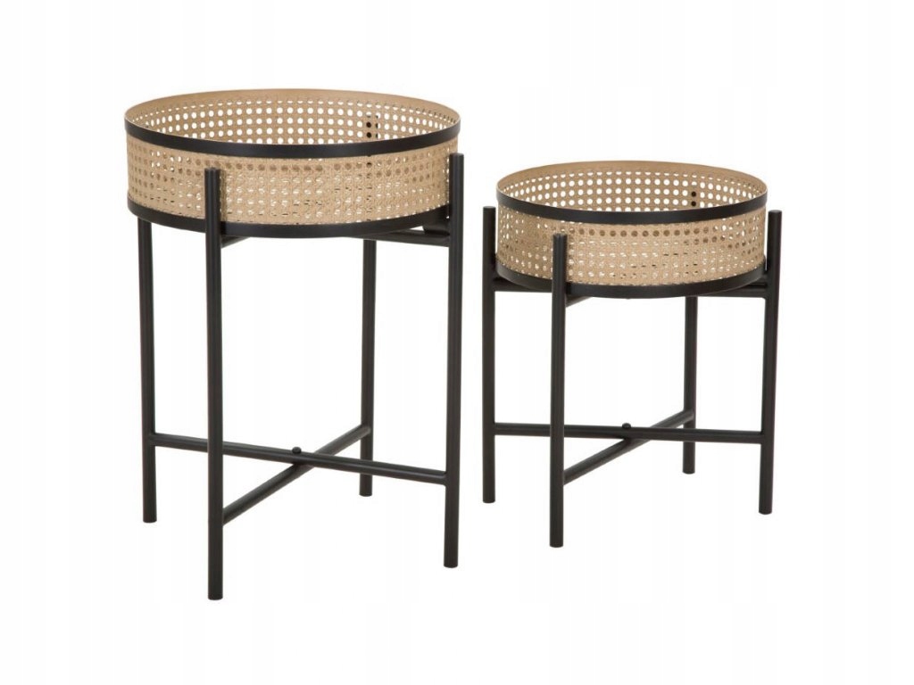 Súprava konferenčných kovových stolíkov Fuji, vzor viedenskej pleteniny