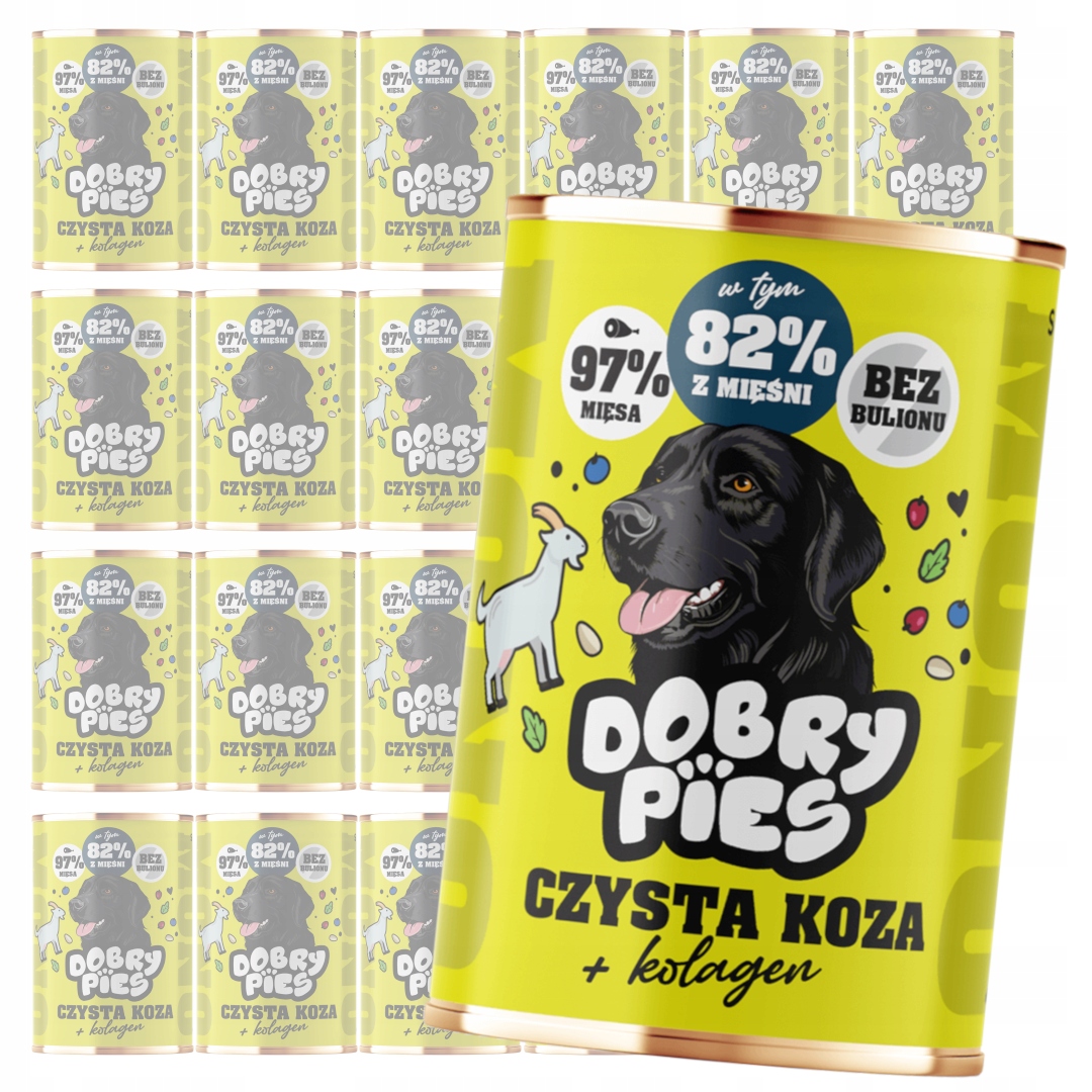 Levně Dobry Pies Mono 24x400g Monoproteinové Vlhké Krmivo pro psy Koza Kolagen