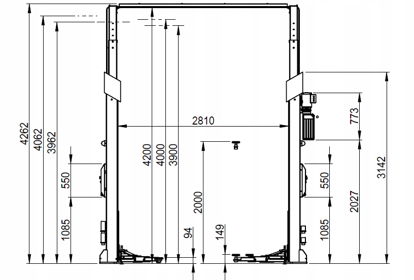 Podnośnik dwukolumnowy elektrohydrauliczny ATH 622207, Comfort Lift 2.40XL, Liczba kolumn 2