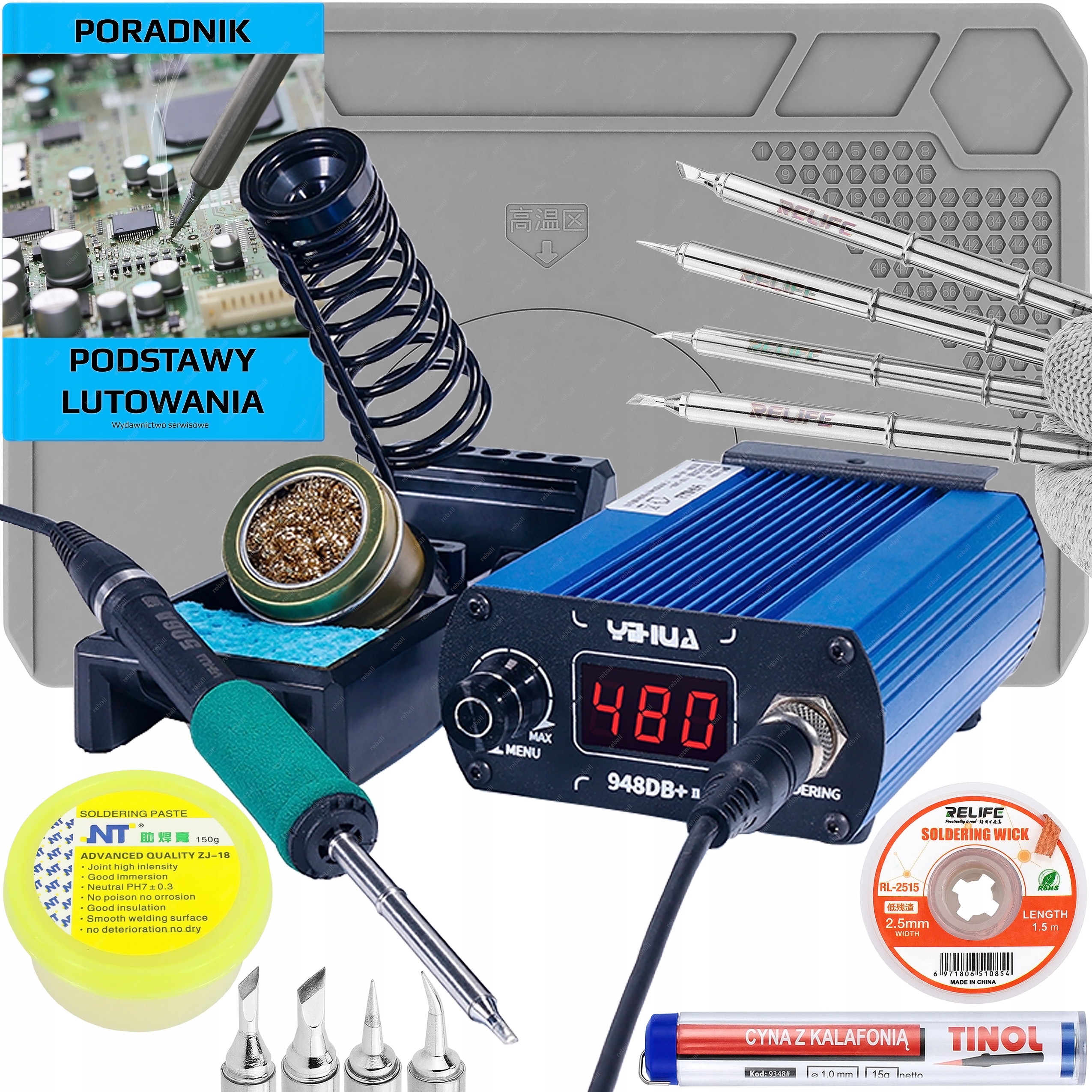 Přesná Páječka T12 Yihua 948DB+75W 4 Hroty Sada Páječek S Podložkou