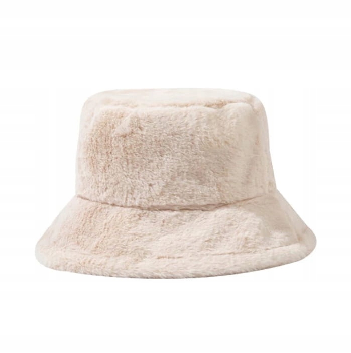 

Kapelusz czapka bucket hat ciepła pluszowa kremowa