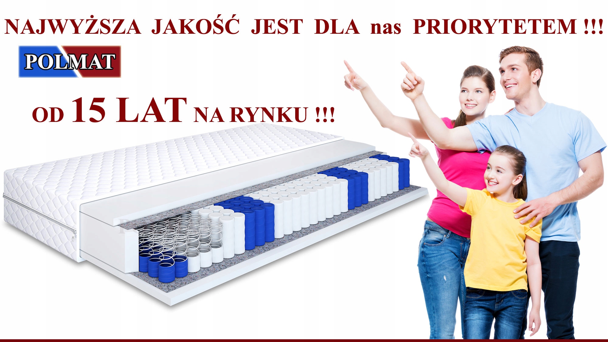 Materac METYS 90x200 - 7-STREF KOKOS - H2 H3 PIK. Wysokość materaca 18 cm