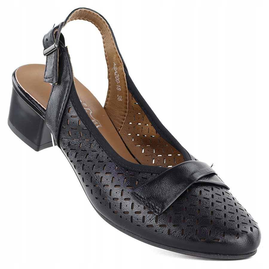 Dámské ažurové lodičky s páskem, černé Jezzi ASA200-18 40