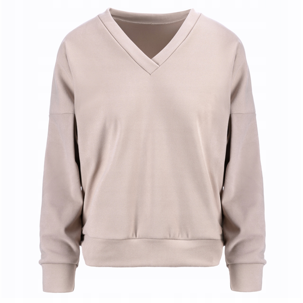 Bluza Damska Bez Kaptura Beżowa V-neck Paris Polska Szwalnia Rozmiar XXL