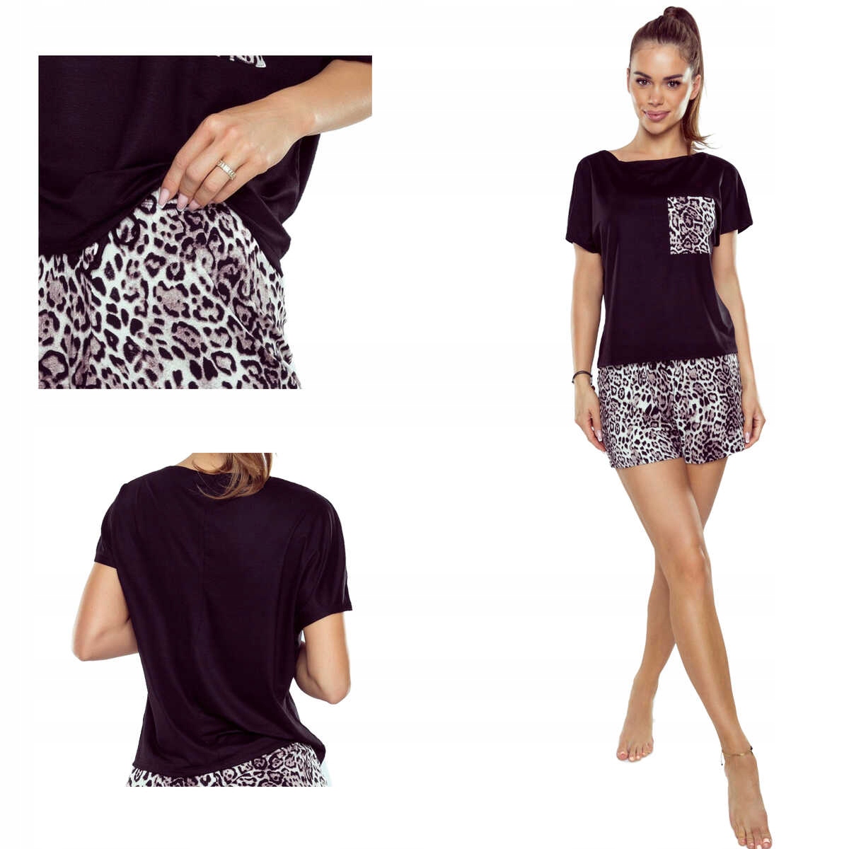 Pyžamo Silvana černé/pantera S