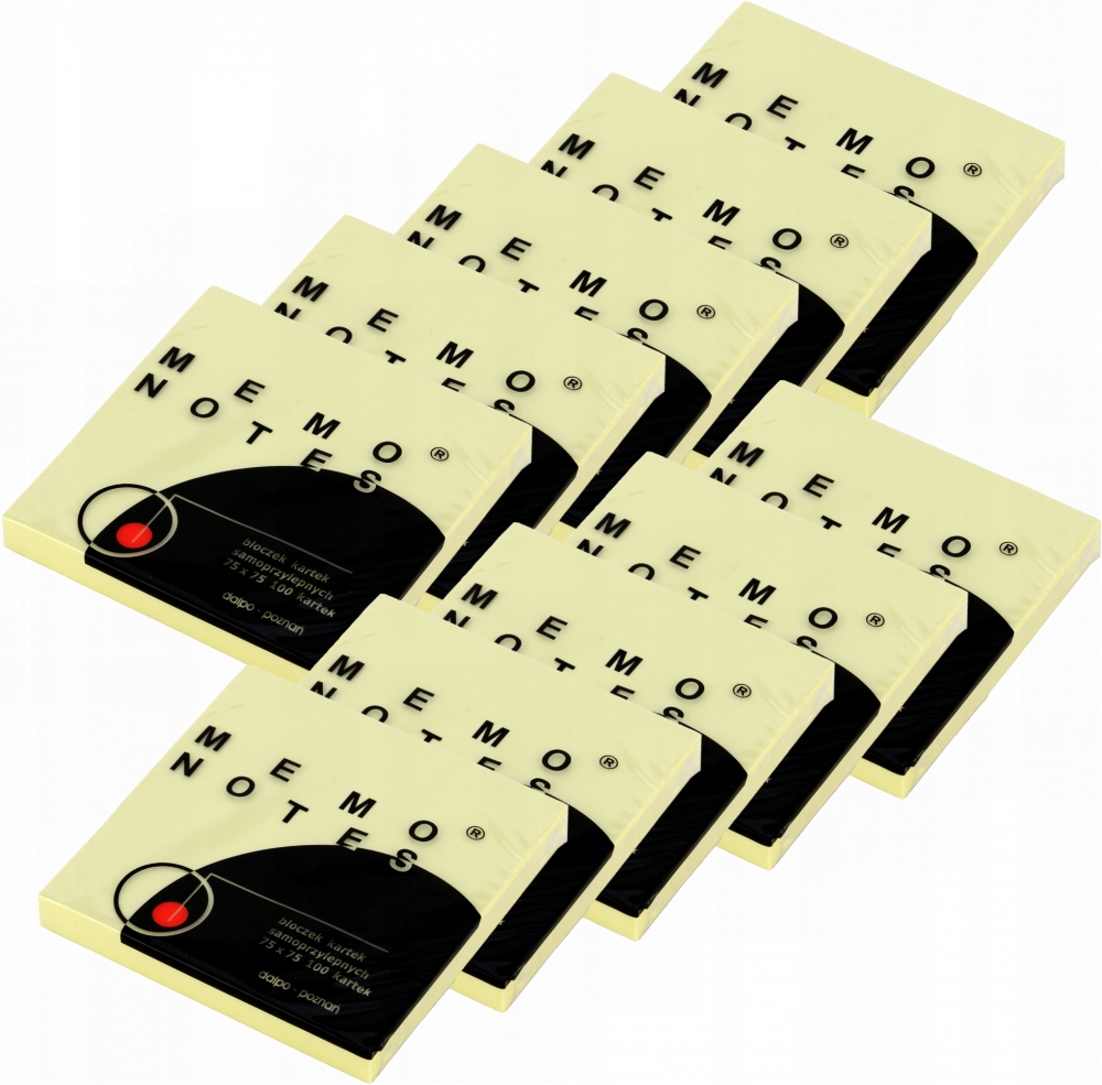 

Karteczki samoprzylepne 75x75 100 kartek żółte x10