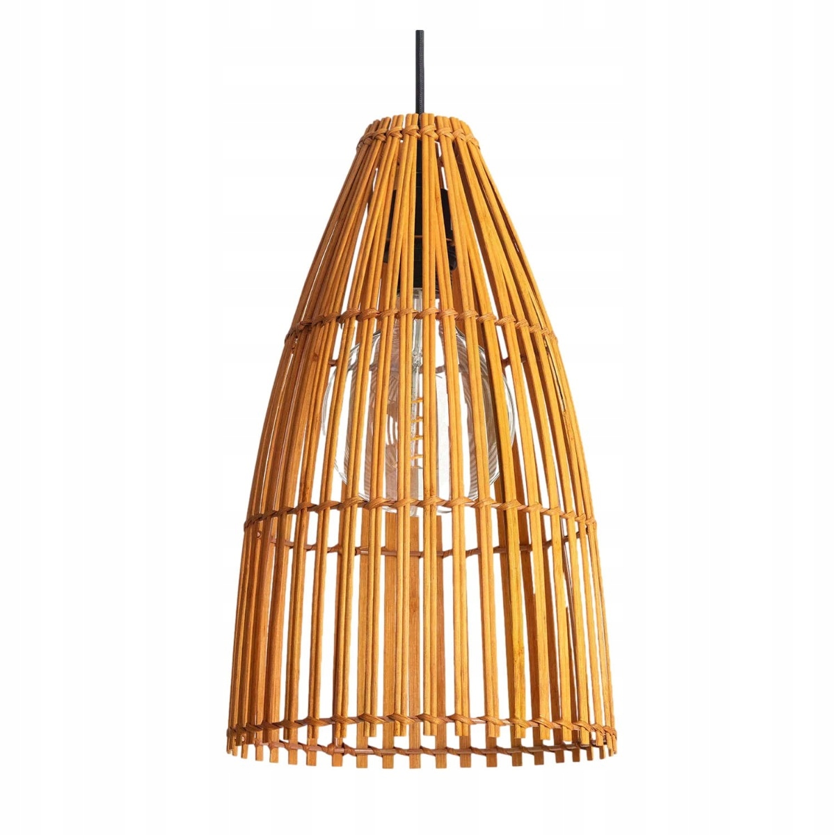 Závesná lampa boho bambusová pletená hnedá do obývacej izby spálne Abruzzo
