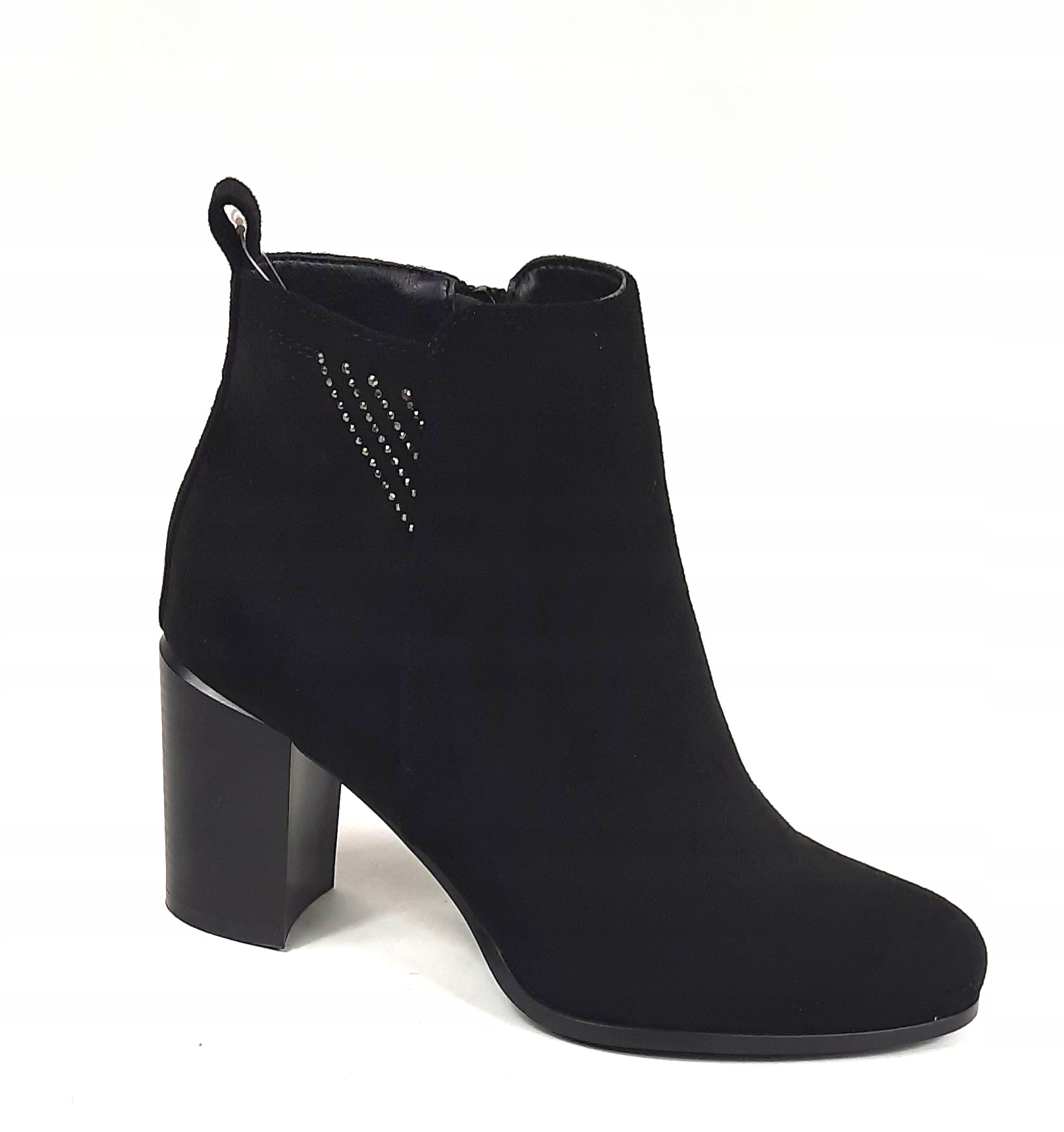 SERGIO LEONE botki słupek czarne zamsz 40