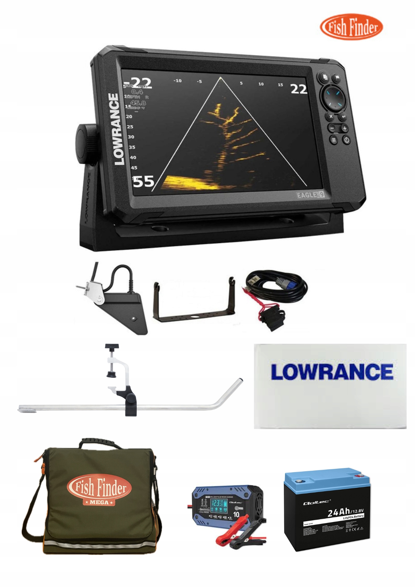 Echosonda Lowrance Eagle Eye 9 Live z Lfp 20AH Mapa Polski