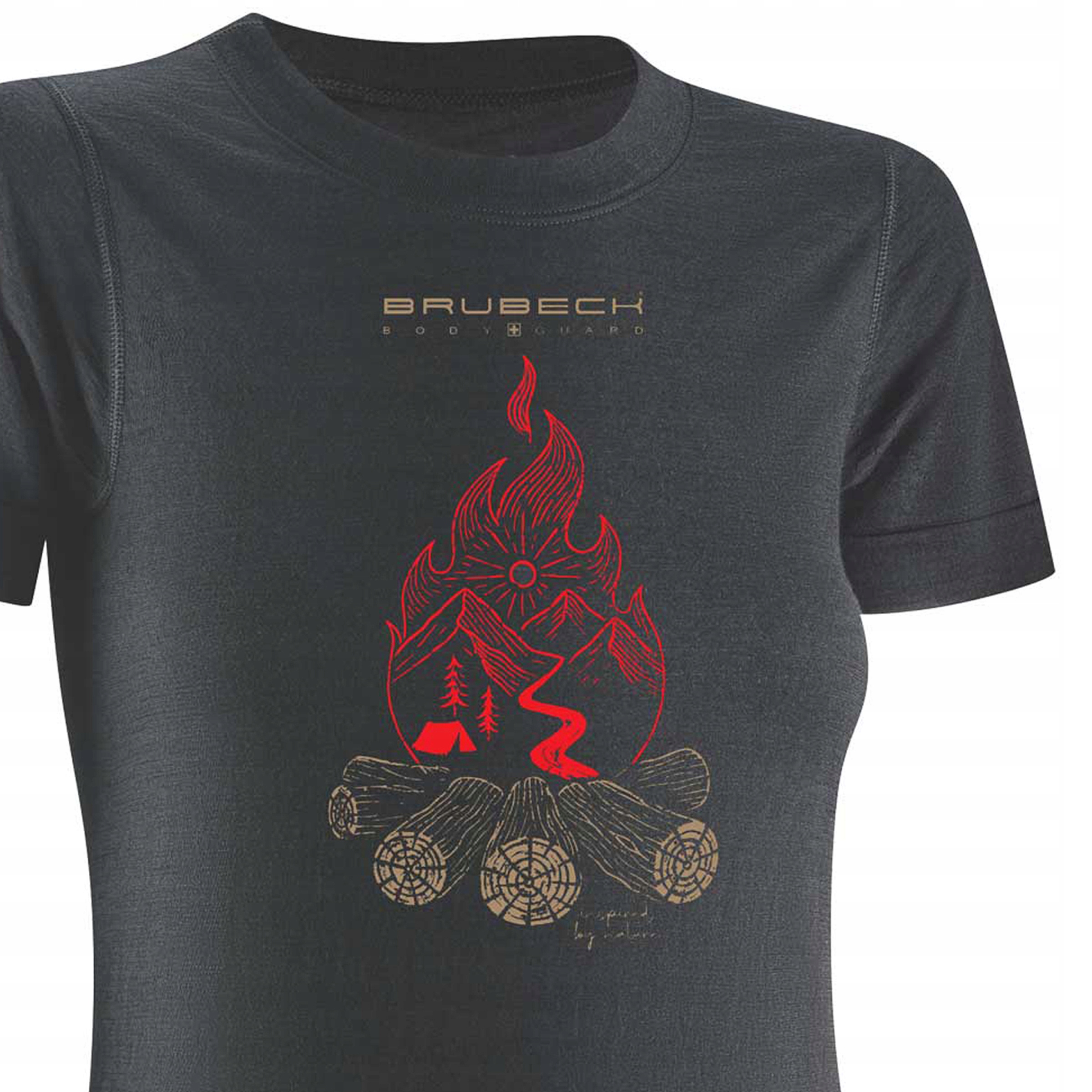 Termoaktywna damska koszulka T-shirt Brubeck Outdoor merino czarna roz L