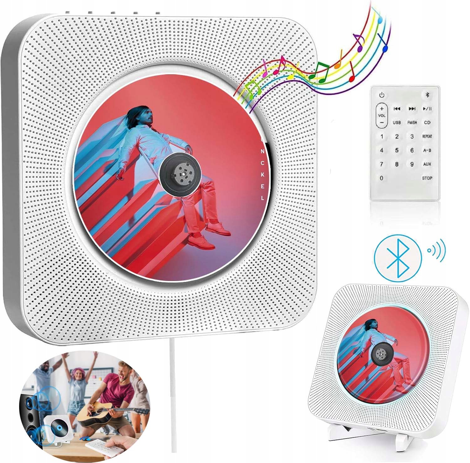 CD Přehrávač Přenosný Bluetooth Aux Reproduktory, Fm Vysílač, Dárek