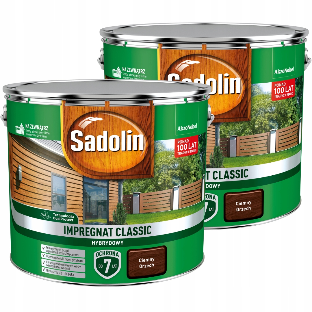 Sadolin Klasická Ochranná Impregnace Na Dřevo 18 L, Tmavý Ořech Sada 2X9 L