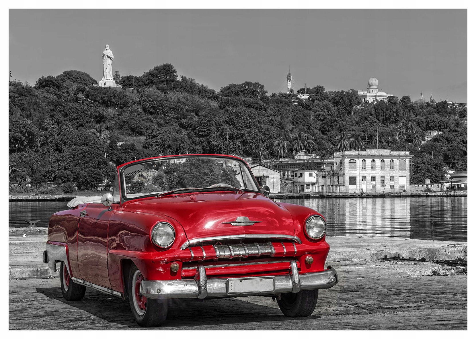 Fototapeta Červený kabriolet Retro Město 368x254 Vintage Elegance lepidlo