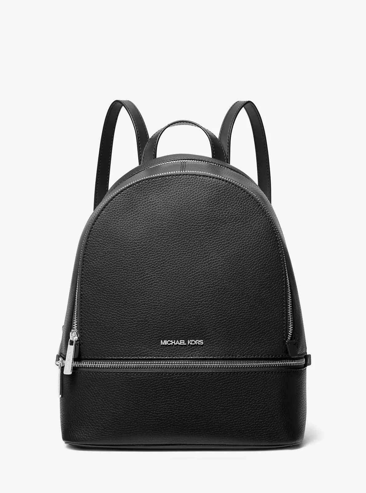 Michael Kors dámský kožený batoh Rhea černý se stříbrný logem