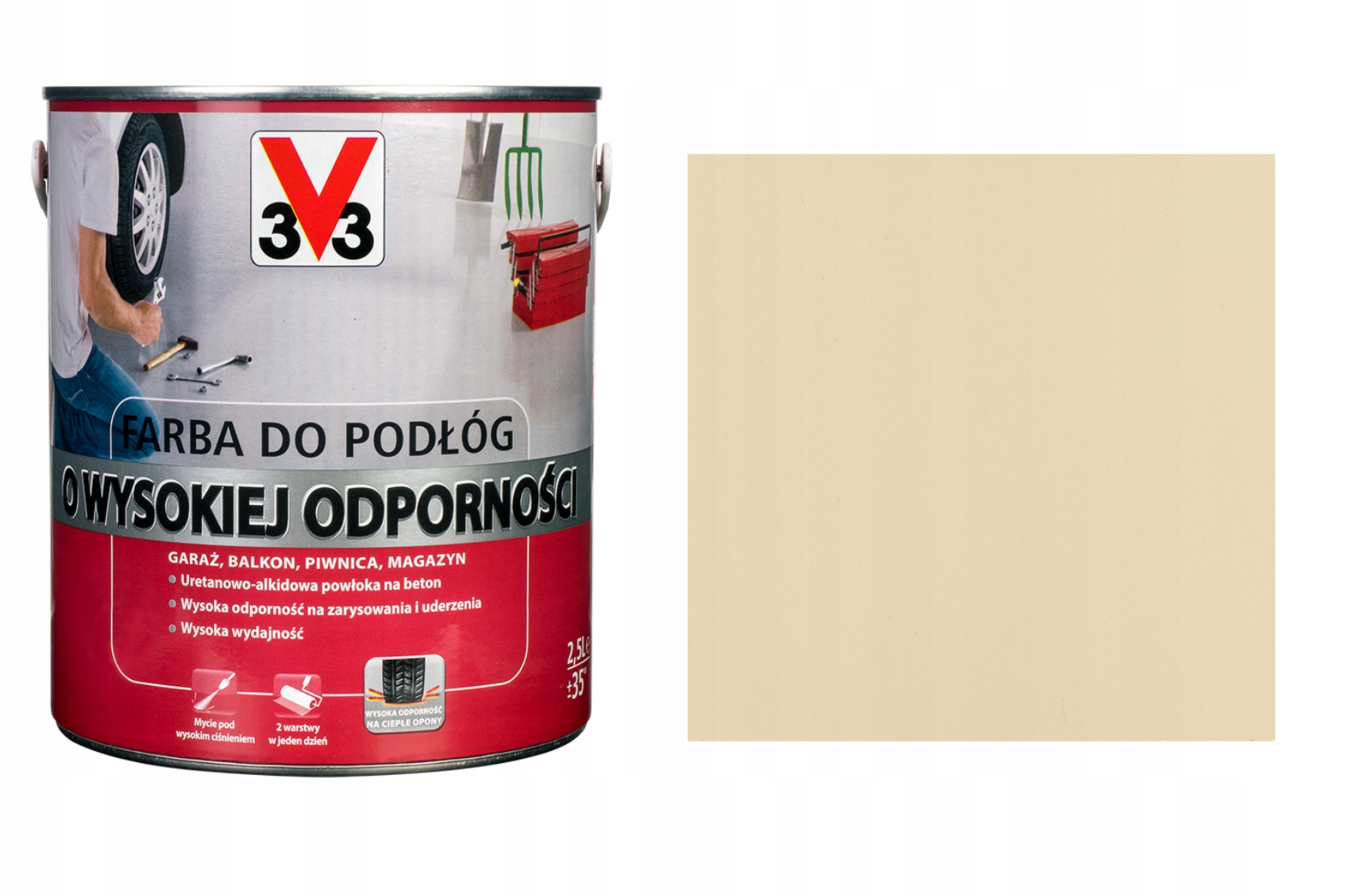 

V33 Farba Do Podłóg Wysoka Odporność Piaskowy 2,5L