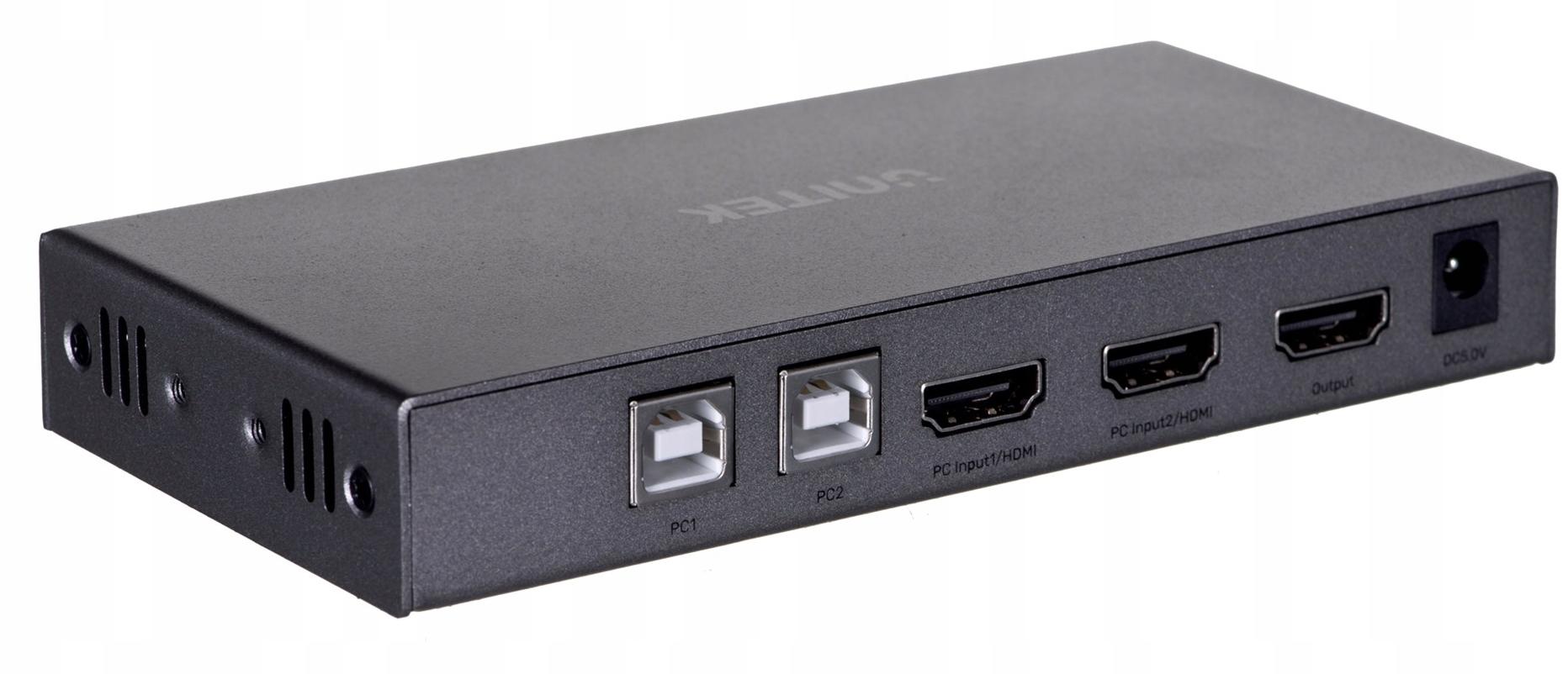 Prepínač Kvm Unitek V307A 4K Hdmi 2.0, 2v1, Metalický šedý