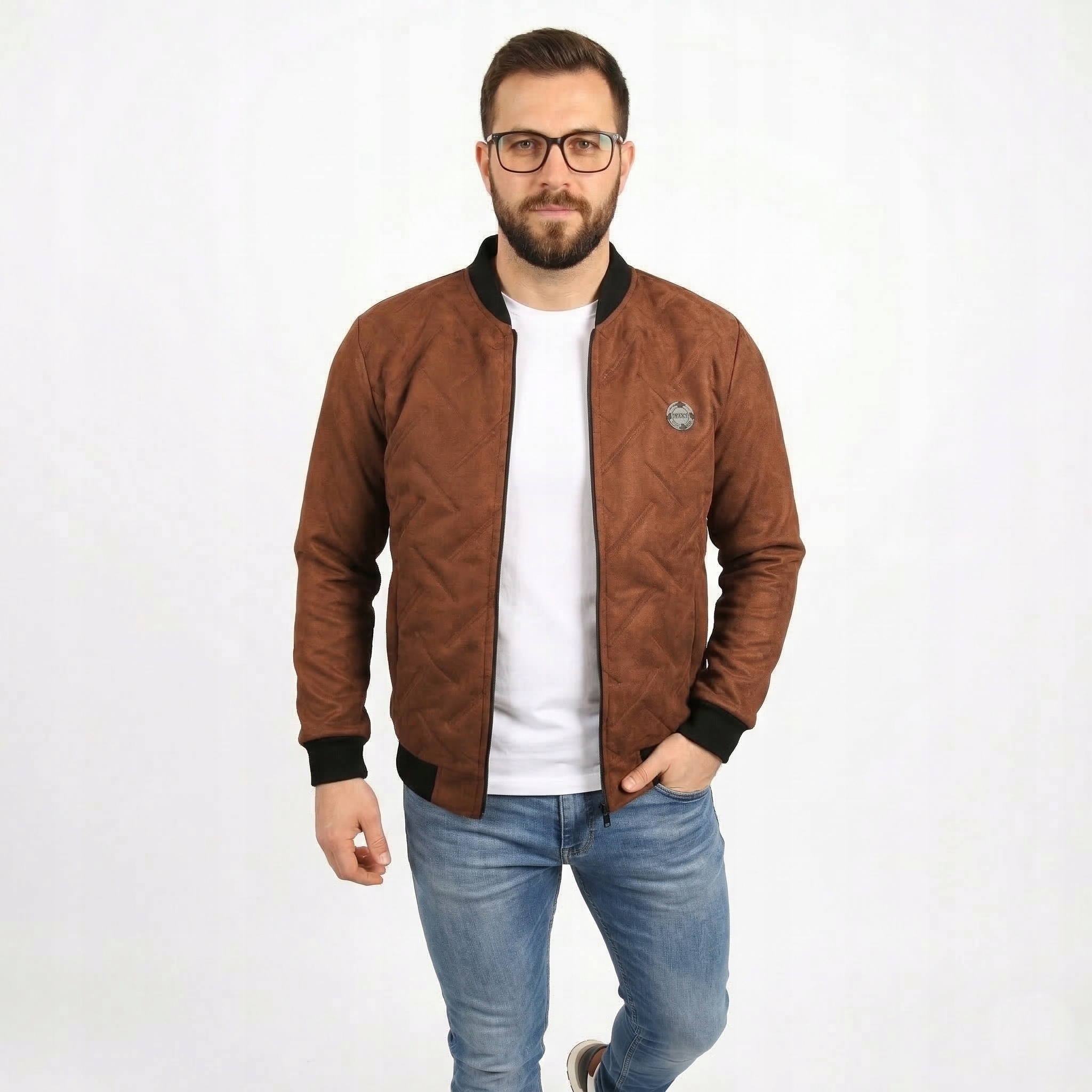 Kurtka męska bomberka brązowa zamszowa Polska Bastion casual L