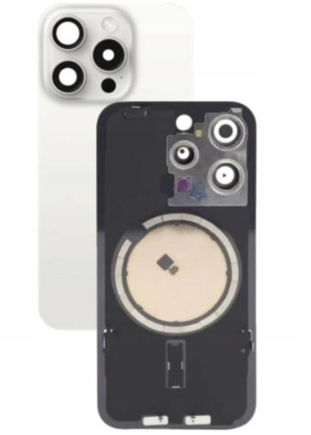 iPhone 15 Pro Silver Biały klapka tylna Uzbrojona