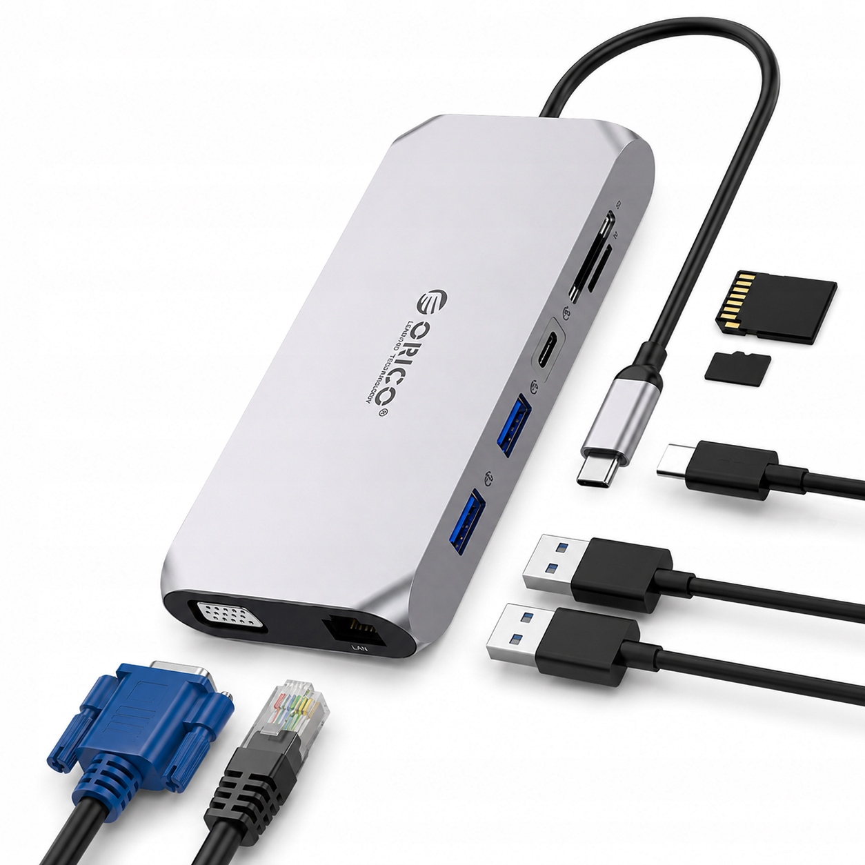 Stacja dokująca Usb-c Orico Xcr 12w1 2x Hdmi 4K Vga Pd 100W
